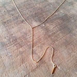 NEW 14k Gold Mini Post Lariat Necklace